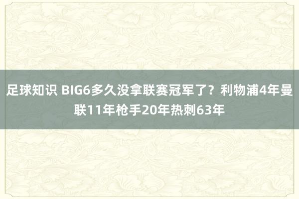 足球知识 BIG6多久没拿联赛冠军了？利物浦4年曼联11年枪手20年热刺63年