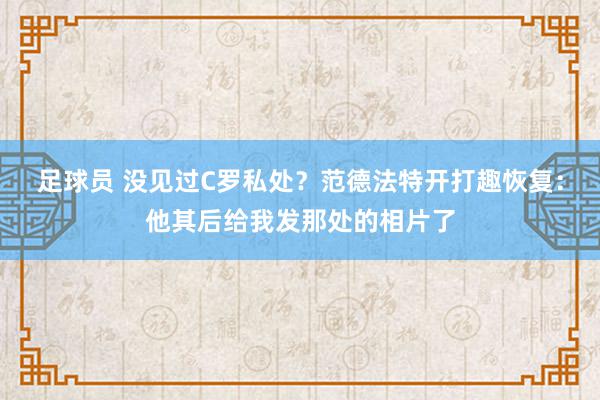 足球员 没见过C罗私处？范德法特开打趣恢复：他其后给我发那处的相片了