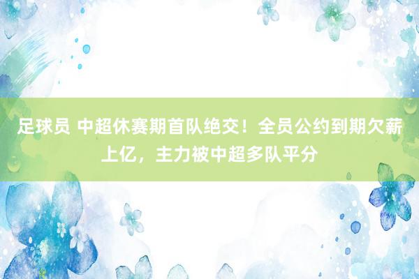 足球员 中超休赛期首队绝交！全员公约到期欠薪上亿，主力被中超多队平分