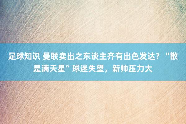 足球知识 曼联卖出之东谈主齐有出色发达？“散是满天星”球迷失望，新帅压力大